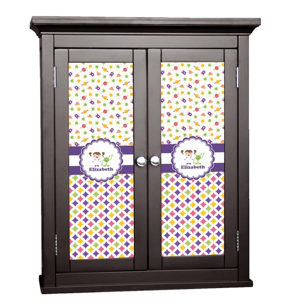 Custom Girl's Space & Geometric Print Cabinet Decal - Small (Personalized)