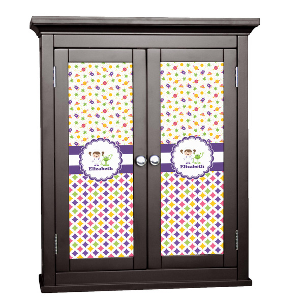 Custom Girl's Space & Geometric Print Cabinet Decal - Medium (Personalized)