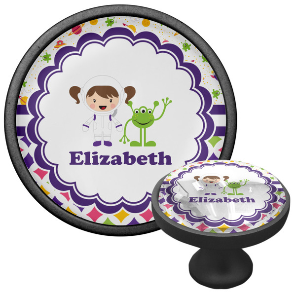 Girl's Space & Geometric Print Cabinet Knob - Black - Multi Angle