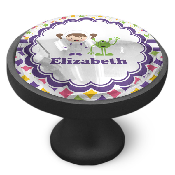 Girl's Space & Geometric Print Cabinet Knob - Black - Side
