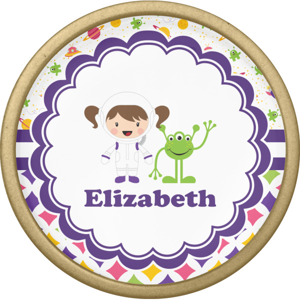 Girl's Space & Geometric Print Cabinet Knob - Gold - Front