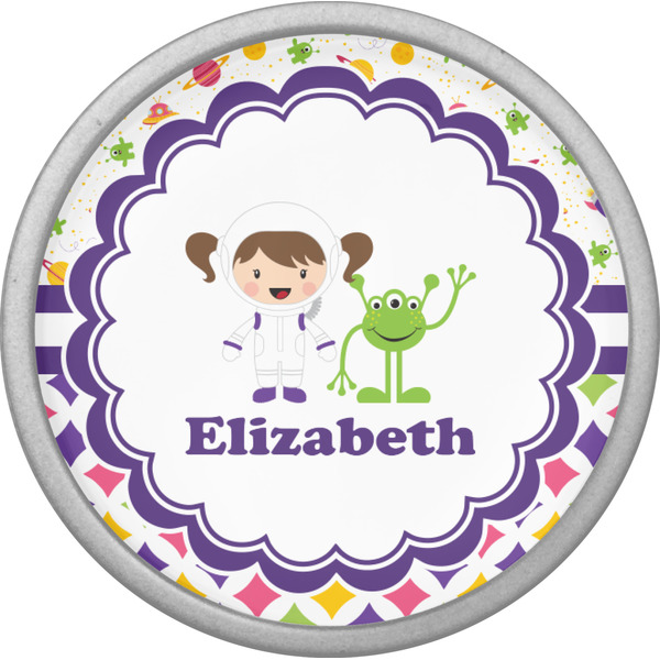 Girl's Space & Geometric Print Cabinet Knob - Nickel - Front