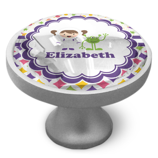 Girl's Space & Geometric Print Cabinet Knob - Nickel - Side