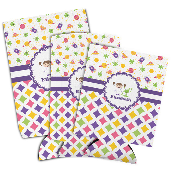 Girl's Space & Geometric Print Can Coolers - PARENT/MAIN