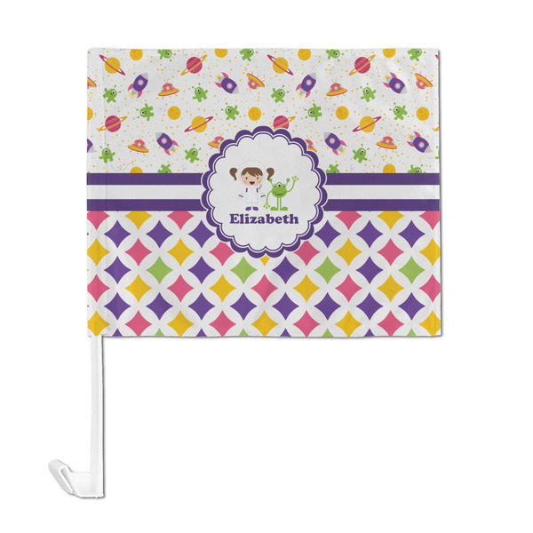 Girl's Space & Geometric Print Car Flag - Large - FRONT