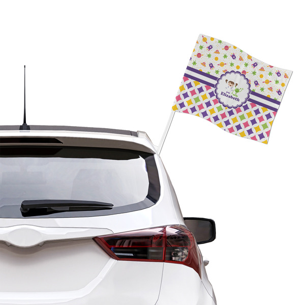 Girl's Space & Geometric Print Car Flag - Large - LIFESTYLE