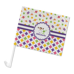 Girl's Space & Geometric Print Car Flag - Large (Personalized)