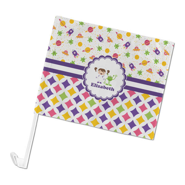 Custom Girl's Space & Geometric Print Car Flag - Large (Personalized)