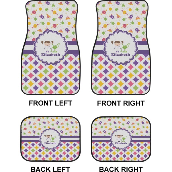 Girl's Space & Geometric Print Car Floor Mats Set (2F + 2B)