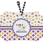 Girl's Space & Geometric Print Rear View Mirror Ornament (Personalized)