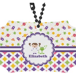 Girl's Space & Geometric Print Rear View Mirror Ornament (Personalized)