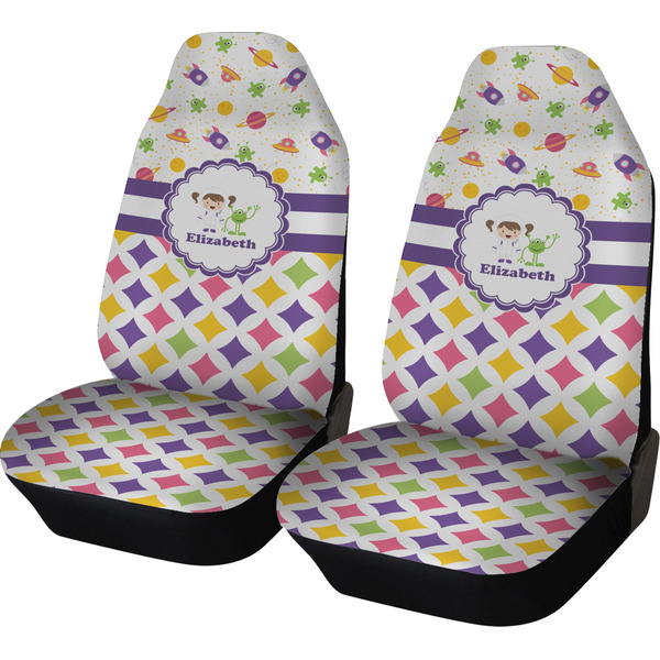 Custom Girl's Space & Geometric Print Car Seat Covers (Set of Two) (Personalized)