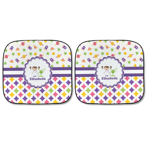 Girl's Space & Geometric Print Car Sun Shades - FRONT