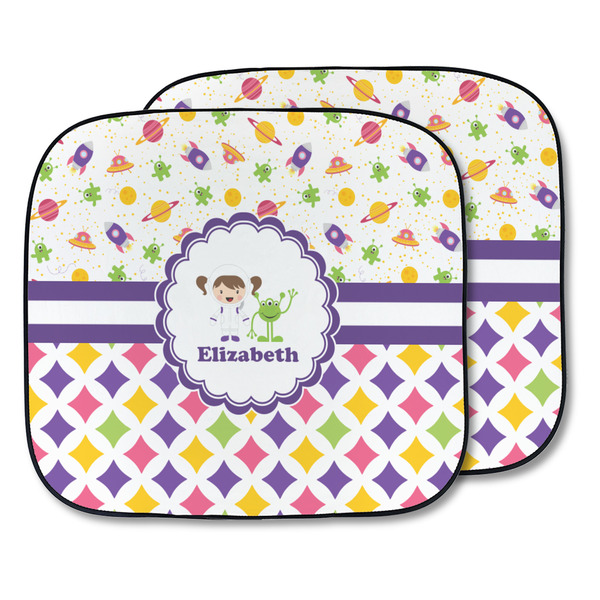 Custom Girl's Space & Geometric Print Car Sun Shade - Two Piece (Personalized)