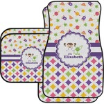 Girl's Space & Geometric Print Car Floor Mats Set - 2 Front & 2 Back (Personalized)