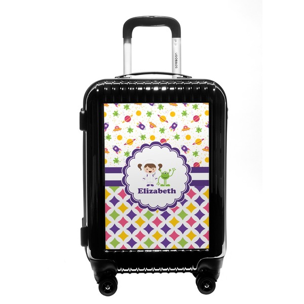 Custom Girl's Space & Geometric Print Carry On Hard Shell Suitcase (Personalized)
