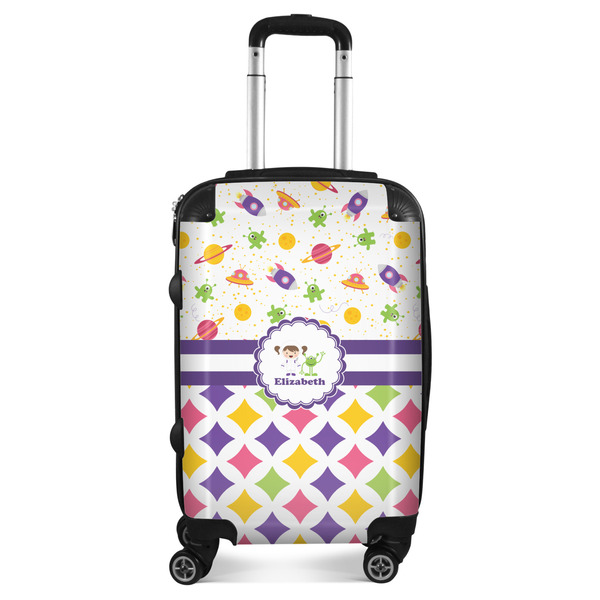 Custom Girl's Space & Geometric Print Suitcase (Personalized)