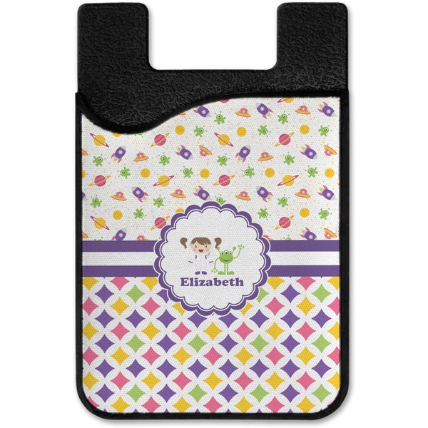 Girl's Space & Geometric Print Cell Phone Credit Card Holder