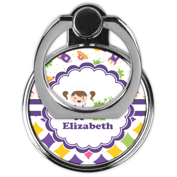 Girl's Space & Geometric Print Cell Phone Ring Stand & Holder - Front (Collapsed)