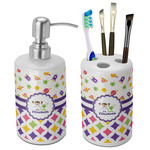 Girl's Space & Geometric Print Ceramic Bathroom Accessories Set (Personalized)