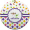 Girl's Space & Geometric Print Round Ceramic Ornament w/ Name or Text