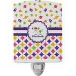 Girl's Space & Geometric Print Ceramic Night Light (Personalized)