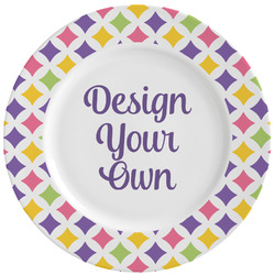 Girl's Space & Geometric Print Ceramic Dinner Plates (Set of 4) (Personalized)