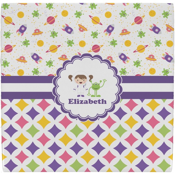 Custom Girl's Space & Geometric Print Ceramic Tile Hot Pad (Personalized)