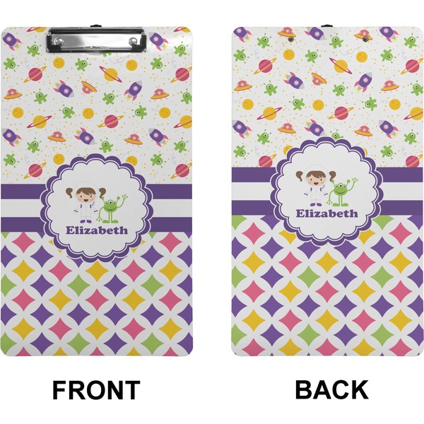 Girl's Space & Geometric Print Clipboard (Legal) (Front + Back)
