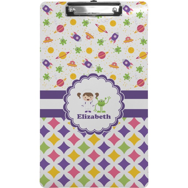 Girl's Space & Geometric Print Clipboard (Legal)