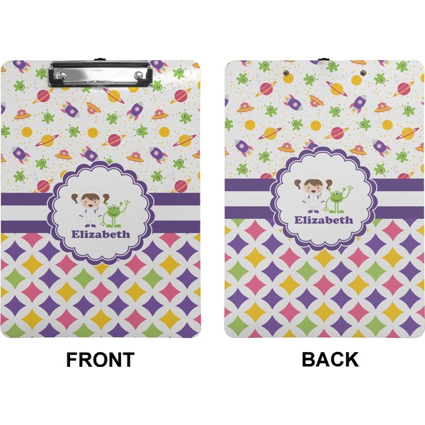 Girl's Space & Geometric Print Clipboard (Letter) (Front + Back)