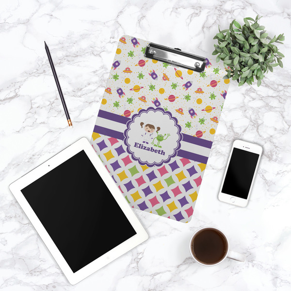 Girl's Space & Geometric Print Clipboard - Lifestyle Photo