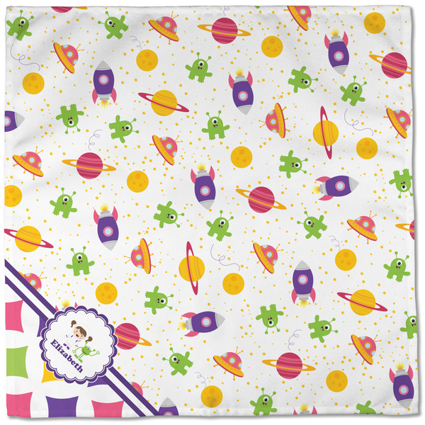 Girl's Space & Geometric Print Cloth Napkins - Personalized Dinner (Full Open)