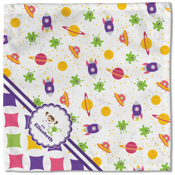Girl's Space & Geometric Print Cloth Napkins - Personalized Lunch (Single Full Open)