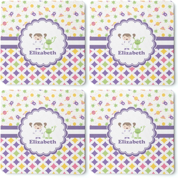 Girl's Space & Geometric Print Coaster Rubber Back - Apvl