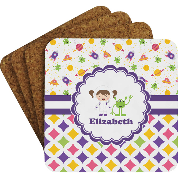 Girl's Space & Geometric Print Coaster Set (Personalized)