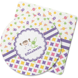 Girl's Space & Geometric Print Rubber Backed Coaster (Personalized)
