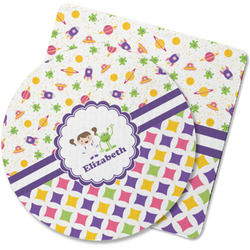 Girl's Space & Geometric Print Rubber Backed Coaster (Personalized)