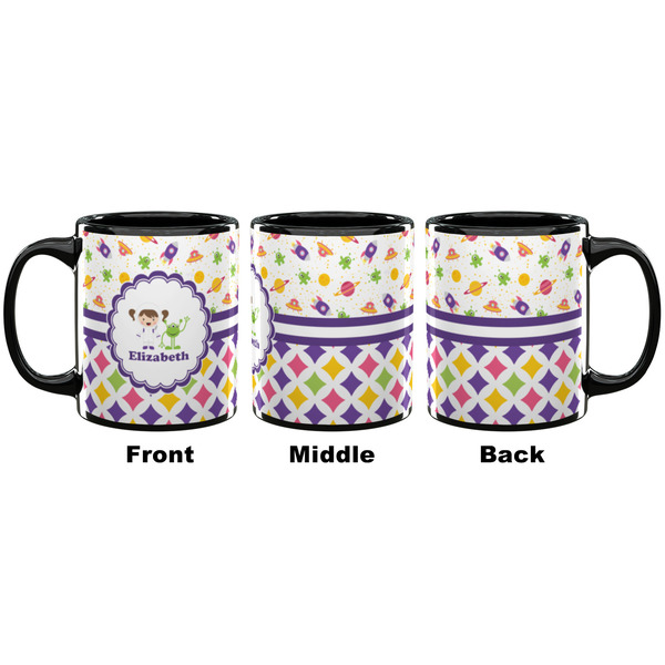 Girl's Space & Geometric Print Coffee Mug - 11 oz - Black APPROVAL