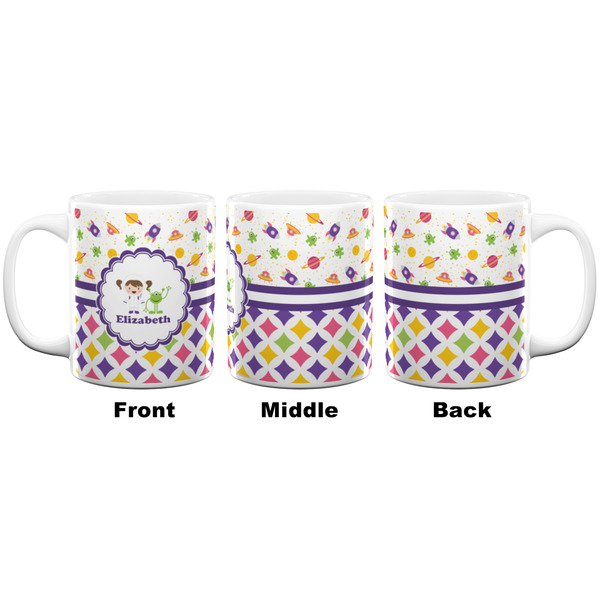 Girl's Space & Geometric Print Coffee Mug - 11 oz - White APPROVAL