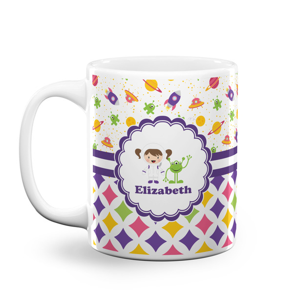 Custom Girl's Space & Geometric Print Coffee Mug (Personalized)