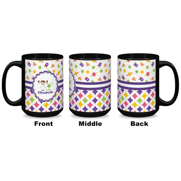 Girl's Space & Geometric Print Coffee Mug - 15 oz - Black APPROVAL