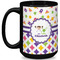 Girl's Space & Geometric Print 15 Oz Coffee Mug - Black (Personalized)