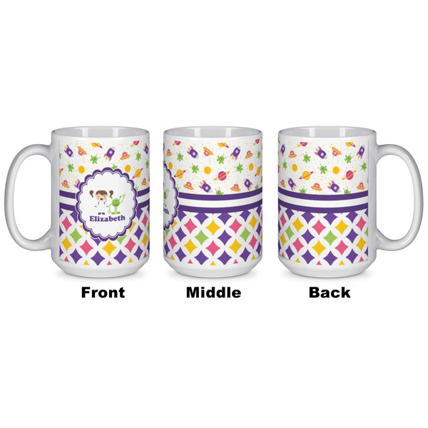 Girl's Space & Geometric Print Coffee Mug - 15 oz - White APPROVAL