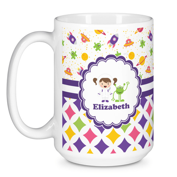 Girl's Space & Geometric Print Coffee Mug - 15 oz - White