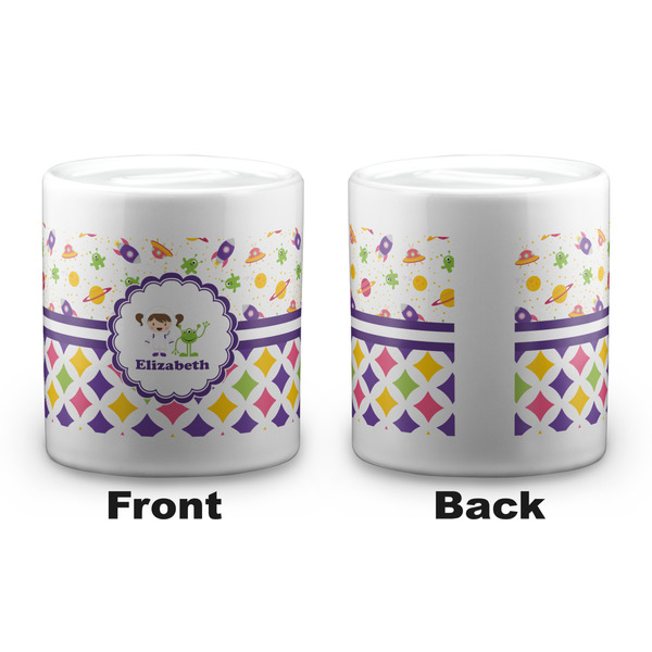 Girl's Space & Geometric Print Coin Bank - Apvl