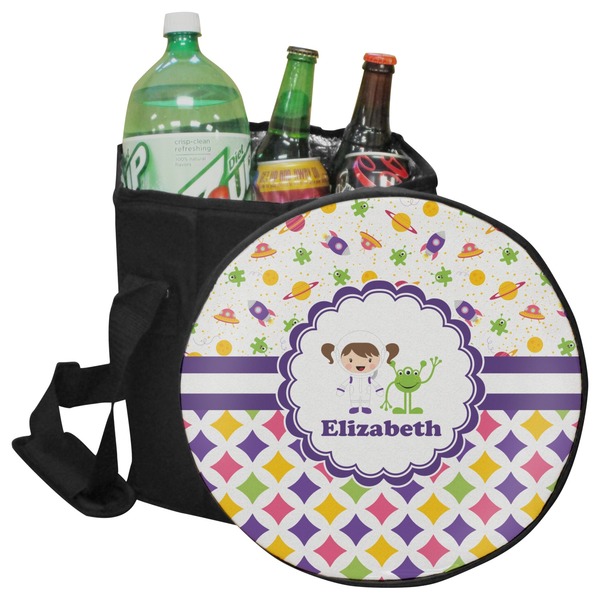 Custom Girl's Space & Geometric Print Collapsible Cooler & Seat (Personalized)