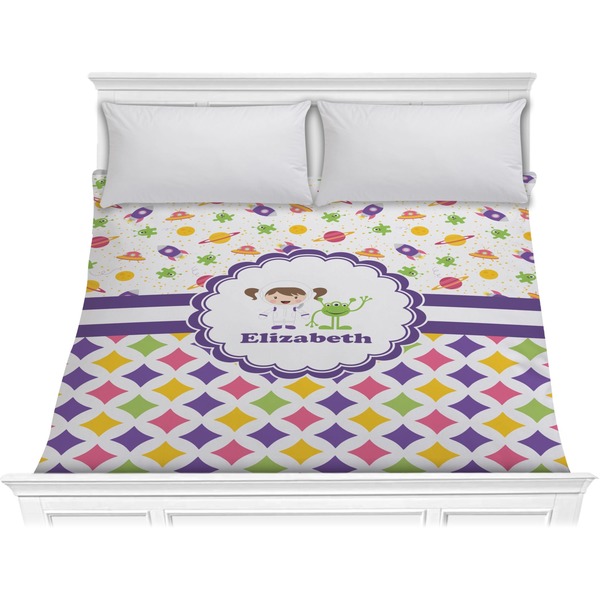 Custom Girl's Space & Geometric Print Comforter - King (Personalized)