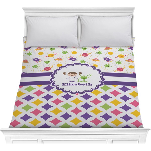 Custom Girl's Space & Geometric Print Comforter - Full / Queen (Personalized)
