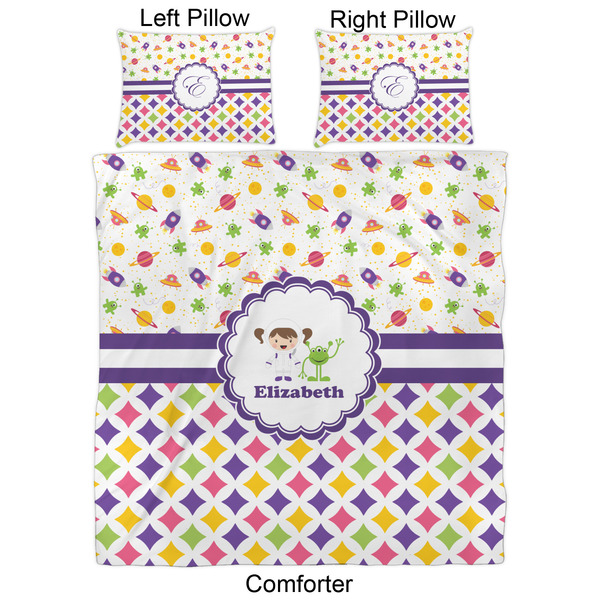 Girl's Space & Geometric Print Comforter Set - Queen - Approval